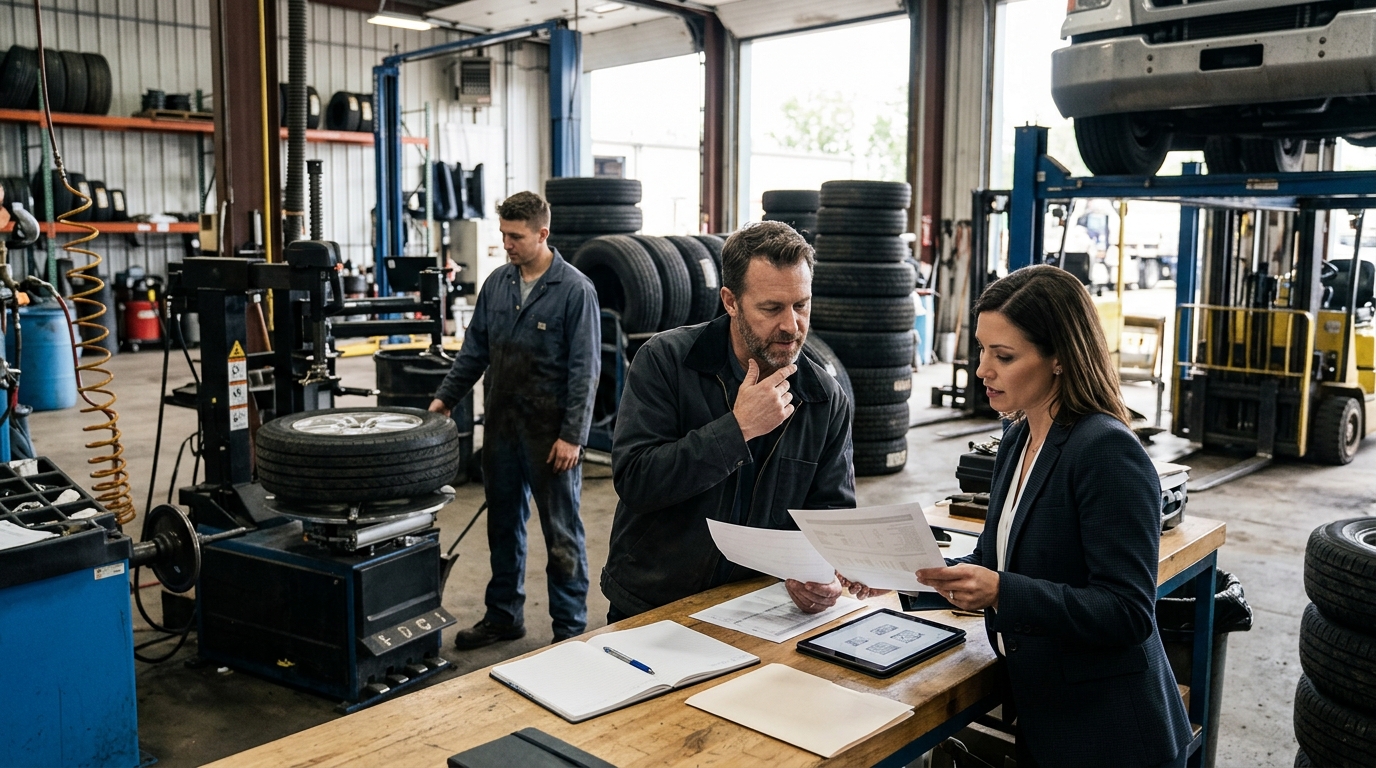 Illustration: Equipment Leasing vs Buying: The 2026 Tire Shop Financing Guide