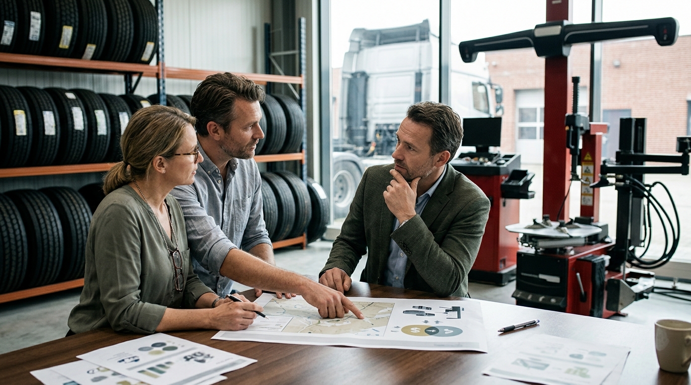 Illustration: Equipment Leasing vs. Buying for Tire Shops: A 2026 Decision Guide